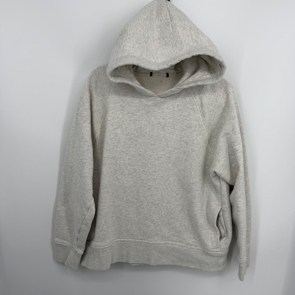 Banana Republic Clean Fleece Hoodie Sweatshirt Womens‎ Large Light Grey Heather
